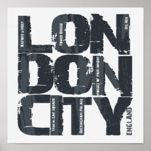 London, England Typography Poster