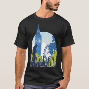 London England UK City Skyline Silhouette Outline T-Shirt