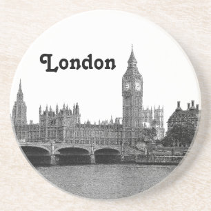 London England UK Skyline Etched Coaster