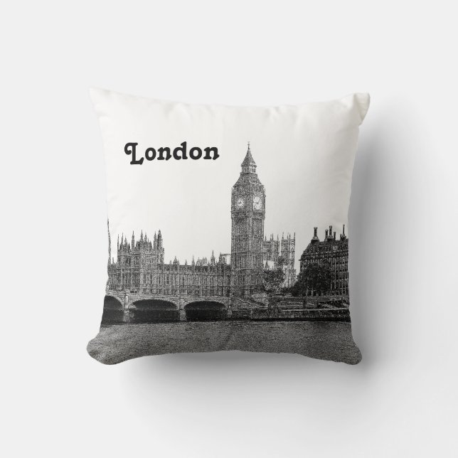 London England UK Skyline Etched Cushion (Front)