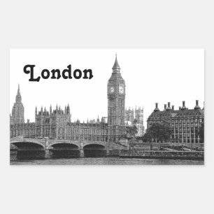 London England UK Skyline Etched Rectangular Sticker