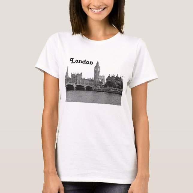 London England UK Skyline Etched T-Shirt (Front)