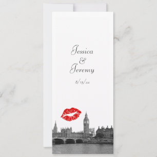 London England UK Skyline Kiss Menu Reception Invitation