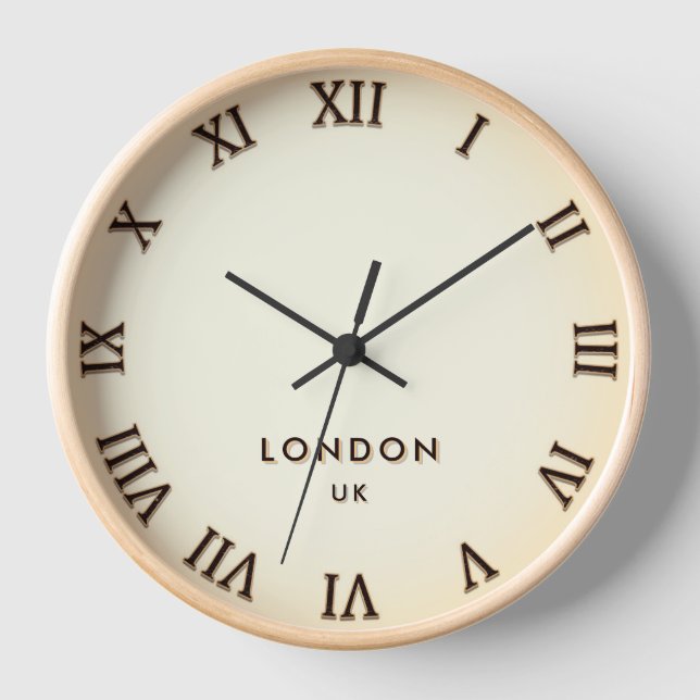 London England UK time zone Roman numbers Clock (Front)