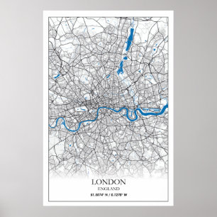 London England United Kingdom City Map Travel Poster