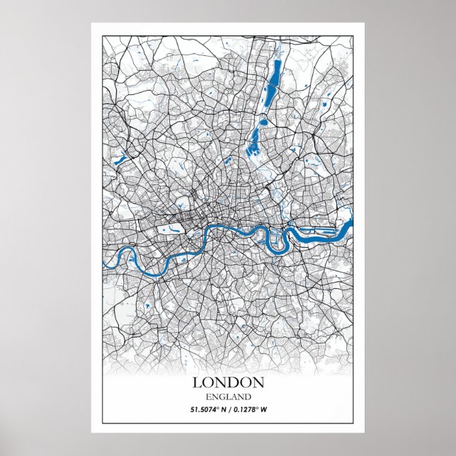 London England United Kingdom City Map Travel Poster (Front)