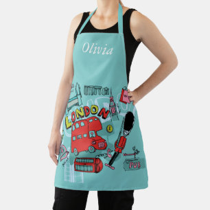 London England United Kingdom Custom Name  Apron