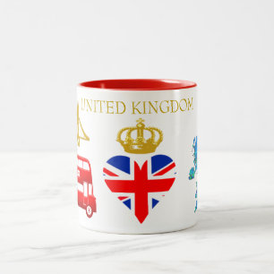 London, England, United Kingdom Heart Souvenir Two-Tone Coffee Mug