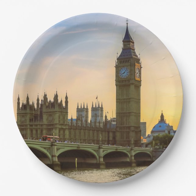 London England United Kingdom Parliament UK Napkin Paper Plate (Front)