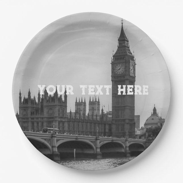 London England United Kingdom Parliament UK Paper  Paper Plate (Front)