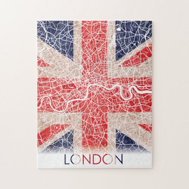 London England United Kingdom UK Flag City Map Jigsaw Puzzle (Vertical)