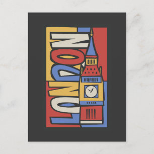 London, England Vibrant Handrawn Design Postcard