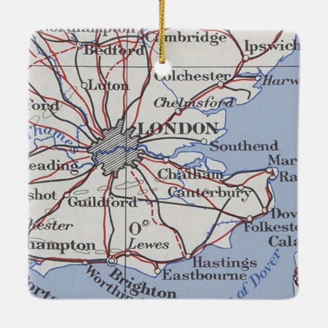 London England Vintage Map Ceramic Ornament (Back)