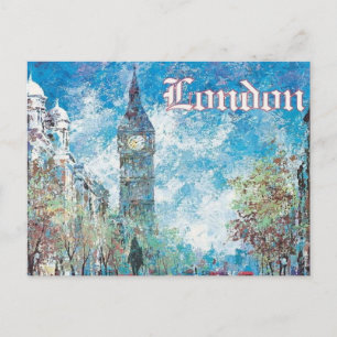 london England Vintage retro tourism Big Ben Postcard