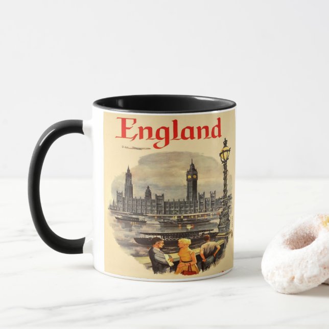 London England Vintage Style Big Ben  Mug (With Donut)