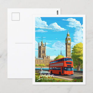 London England vintage travel place illustration Postcard