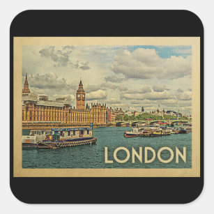 London England Vintage Travel Square Sticker