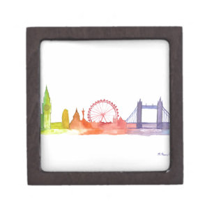 London England watercolor Colourful British  Gift Box