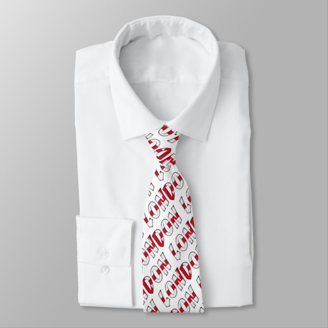 London English Flag Colours England Typography Tie (Tied)