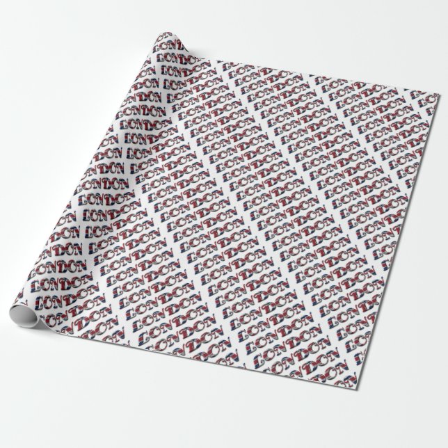 London English Flag Colours England Typography Wrapping Paper (Unrolled)