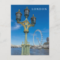 London Eye and lamppost view postcard