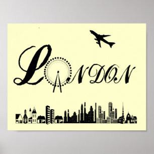 London Eye City Theme Word Art Poster Print