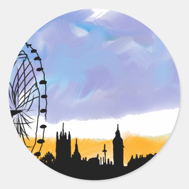 London Eye Skyline Art, Gifts you can customizees Classic Round Sticker (Front)