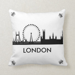 London Eye Skyline Royal Crown Throw Pillow