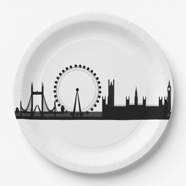 London Eye Skyline Themed Party Paper Plates (Front)