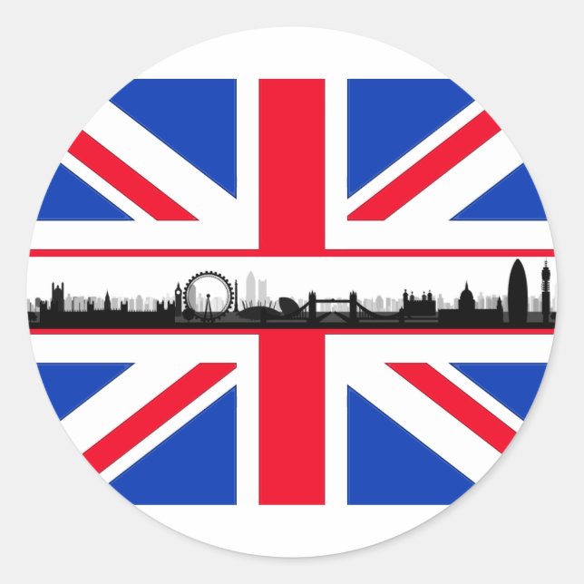 London Eye Skyline Union Jack Flag Sticker (Front)