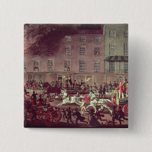 London Fire Engines, engraved by R.G. Reeve 15 Cm Square Badge