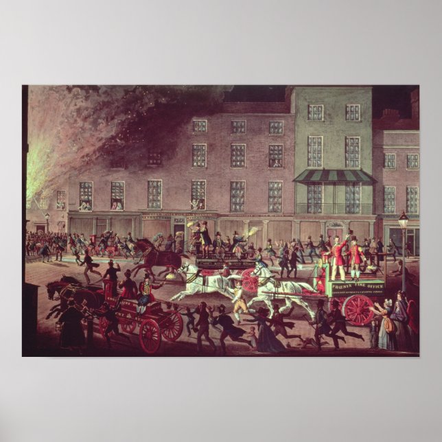 London Fire Engines, engraved by R.G. Reeve Poster (Front)