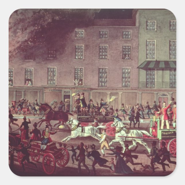 London Fire Engines, engraved by R.G. Reeve Square Sticker (Front)