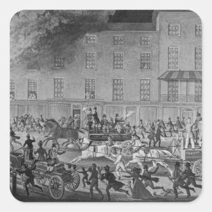 London Fire Engines Square Sticker