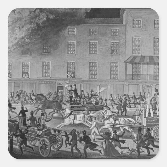 London Fire Engines Square Sticker (Front)