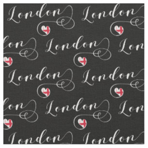 London Flag Heart, England Fabric