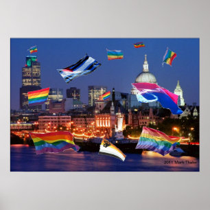 London Flying Pride Flags Poster