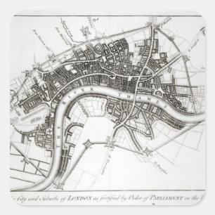 London Fortifications in 1642 and 1643, 1738 Square Sticker