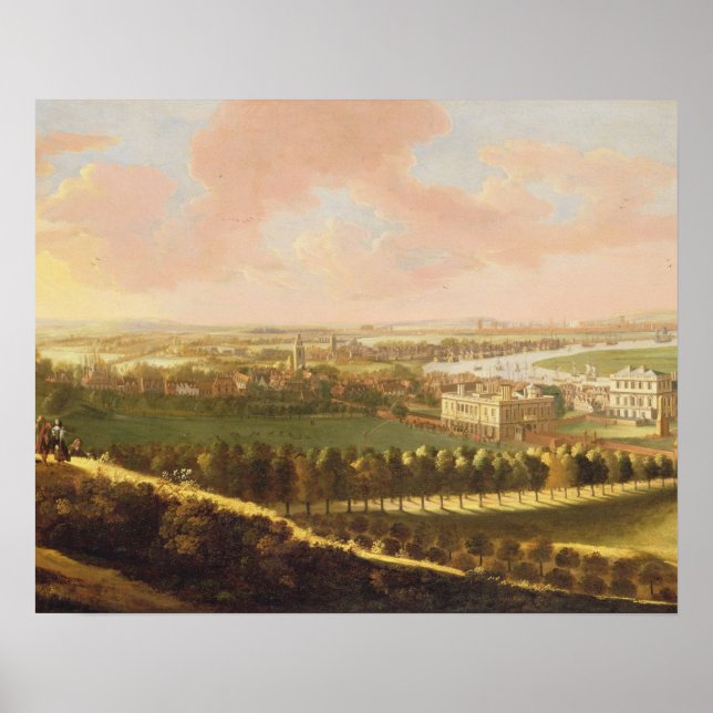 London from Greenwich Hill, c.1680 (oil on canvas) Poster (Front)