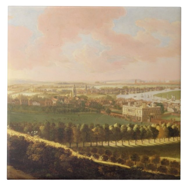 London from Greenwich Hill, c.1680 (oil on canvas) Tile (Front)