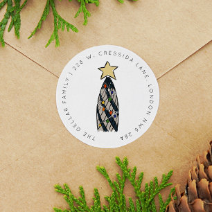 London Gherkin Tower Christmas Tree Return Address Classic Round Sticker