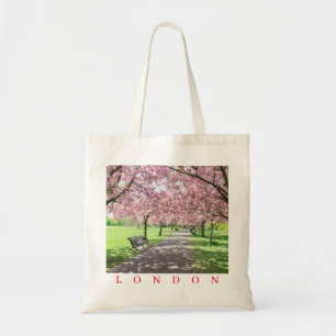 London Greenwich Park cherry blossom view tote bag