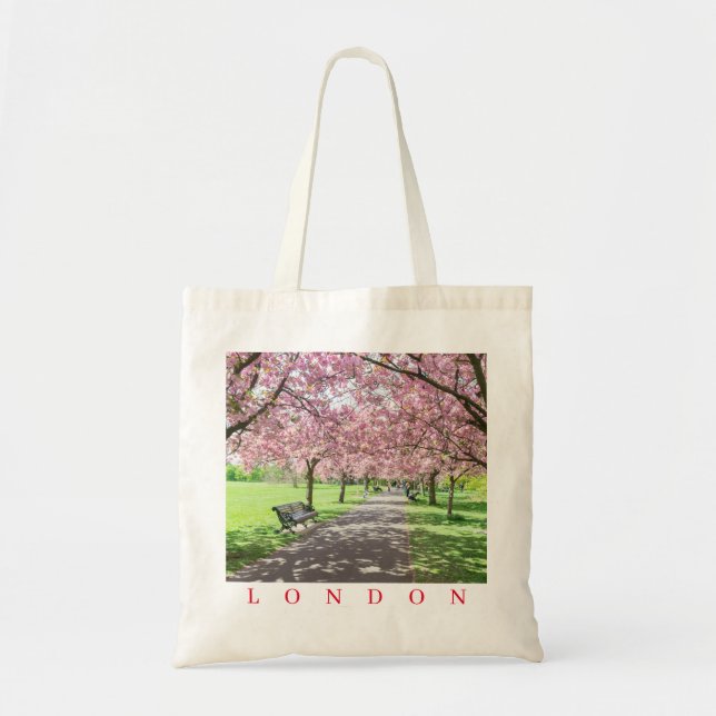London Greenwich Park cherry blossom view tote bag (Front)