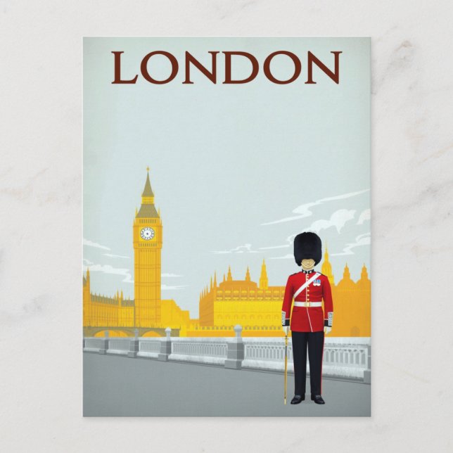 London Guard & Big Ben Vintage Art Postcard (Front)