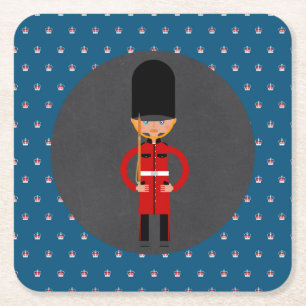 London Guard Boy Birthday Party Square Paper Coaster