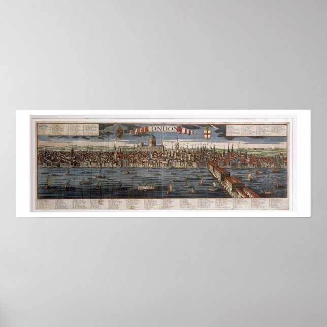 London (hand coloured engraving) poster (Front)