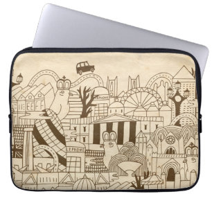 London Hand Drawn on Old Paper Laptop Sleeve