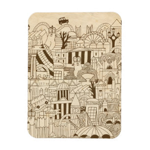 London Hand Drawn on Old Paper Magnet