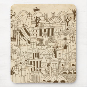 London Hand Drawn on Old Paper Mouse Mat