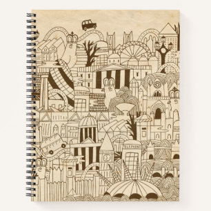 London Hand Drawn on Old Paper Notebook